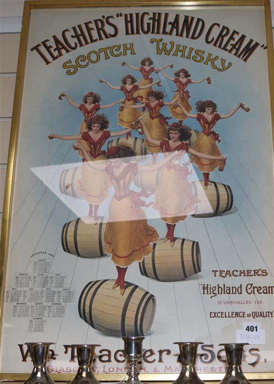 An 1899 Teachers Highland Cream Scotch Whisky calendar poster, 75 x 49.5cm